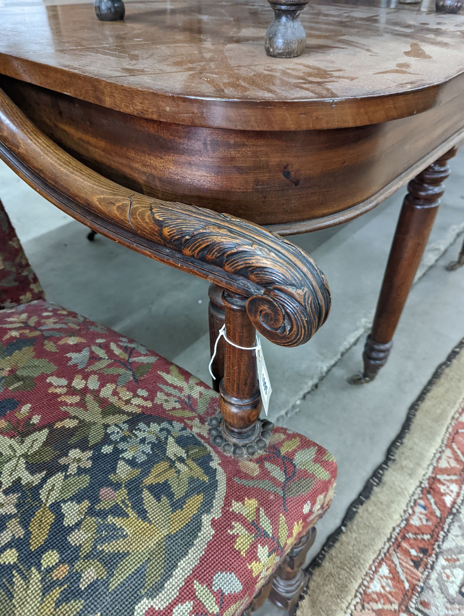 A 19th century walnut tapestry armchair, width 65cm, depth 53cm, height 110cm